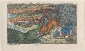 Baronen ankommer til Ceylon, bekæmper og erobrer to ekstraordinære modstandere, [1809], genudgivet 1811. af Thomas Rowlandson