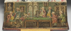 "The Book of Common Prayer", detalje af et forkantsmaleri af "A Billiard Game", 1772 af Thomas Rowlandson