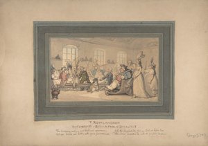 Bekvemmelighederne ved bad og offentlig morgenmad, 1780-1827. af Thomas Rowlandson