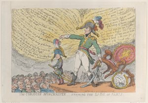 The Corsican Munchausen - Humming the Lads of Paris, 4. december 1813., 4. december 1813. af Thomas Rowlandson