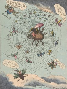 Den korsikanske edderkop i sit spind!, 12. juli 1808., 12. juli 1808. af Thomas Rowlandson