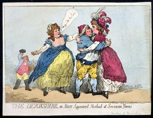 Devonshire, eller mest godkendte metode til at sikre stemmer, udgivet af William Humphrey i 1784 (håndfarvet radering) af Thomas Rowlandson