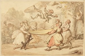 Lægens straf eksekveret til lille underholdning for hele landsbyen af Thomas Rowlandson