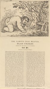 Den berømte sorte kulbærer, Black Charley, der ser ind i den vidunderlige kulgrubes munding af Thomas Rowlandson