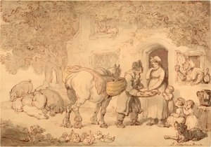 Fiskehandleren, omkring 1775-1800 (Akvarel og blæk) af Thomas Rowlandson