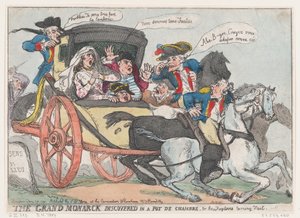 The Grand Monarck Discovered in a Pot de Chambre, eller The Fugitives Turning Tail, ..., 28. juni 1791. af Thomas Rowlandson