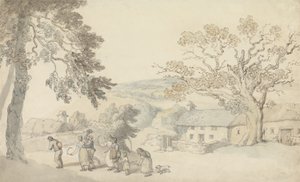 Høstmaskinerne (pen & blæk og w/c over blyant på papir) af Thomas Rowlandson
