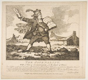 The Journalist, With a View of Auchinleck-eller the Land of Stones Picturesque Beauty..., 15. maj 1786. af Thomas Rowlandson
