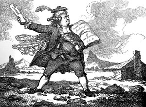 Journalisten med udsigt over Auchinleck eller The Land of Stones, c 1786. af Thomas Rowlandson