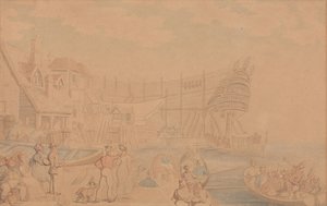 Skibsnedlægningen af Thomas Rowlandson