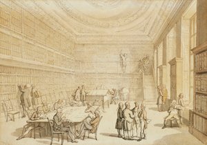The Library of the Royal Institution, Albemarle Street, af Thomas Rowlandson