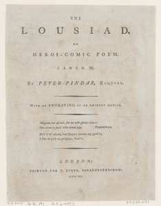Lousiaden af Peter Pindar, Frontispice, 1787., 1787. af Thomas Rowlandson