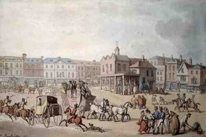 Markedspladsen, Kingston-upon-Thames af Thomas Rowlandson