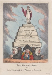 Det moderne Babel, eller kæmper knust af en vægt af beviser, 11. april 1809., 11. april 1809. af Thomas Rowlandson
