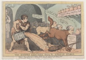 The Modern Hercules, Cleansing the Augian Stald, 23. april 1805., 23. april 1805. af Thomas Rowlandson