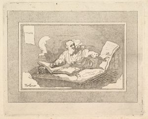 The Philosopher Bearded Old Man Copying Book, 1783-87. af Thomas Rowlandson
