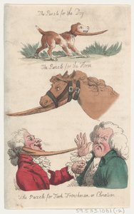 Puslespillet til hunden, puslespillet til hesten, puslespillet til tyrker, franskmand eller Chris..., 1808. af Thomas Rowlandson