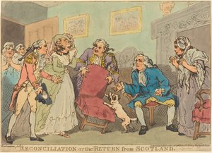 Forsoningen eller tilbagevenden fra Skotland af Thomas Rowlandson
