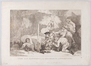 Den sørgelige opdagelse af den takløse lærling af Thomas Rowlandson