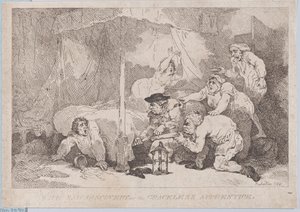 Den sørgelige opdagelse af den takløse lærling af Thomas Rowlandson