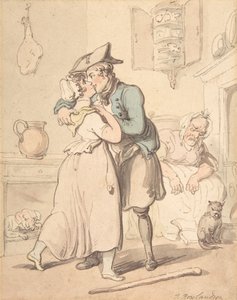 Sømandens tilbagevenden fra aktiv tjeneste, 1780-1827. af Thomas Rowlandson
