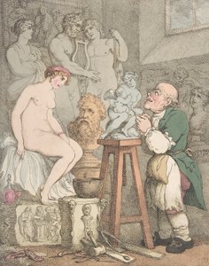 Billedhuggeren [Forberedelser til Akademiet, Gamle Joseph Nollekens og hans Venus], ca. 1800., ca. 1800 af Thomas Rowlandson