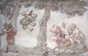 Gyngen (blæk, akvarel og blyant på papir) af Thomas Rowlandson