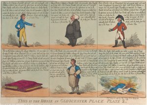 Dette er huset i Gloucester Place, plade 2, 26. maj 1809., 26. maj 1809. af Thomas Rowlandson