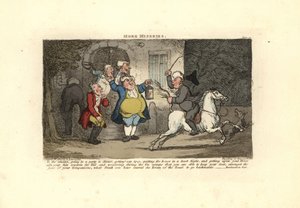 Bedugget mand rider på en hest med front mod halen. af Thomas Rowlandson