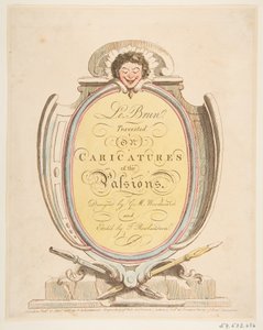 Titelside: Le Brun Travested, eller Caricatures of the Passions, 21. januar 1800. af Thomas Rowlandson