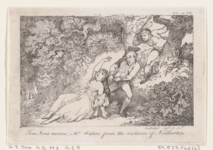 Tom Jones redder fru Waters fra volden i Northerton, fra The History of Tom Jon..., 1792. af Thomas Rowlandson