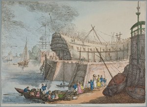 Udsigt over Brunswick Dock af Thomas Rowlandson