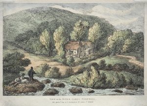 Udsigt i Cornwall: Udsigt over floden Camel, Cornwall af Thomas Rowlandson