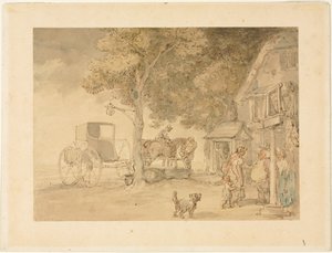 Vanding af heste. af Thomas Rowlandson