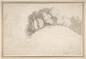 Skovklædt bjergskråning med hjorte af Thomas Rowlandson