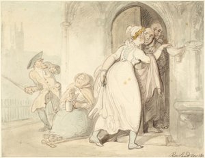 Ung kvinde ved kirkedøren eller ved skriftestolen af Thomas Rowlandson