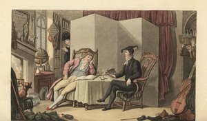 Ung herre på sine værelser på universitetet af Thomas Rowlandson