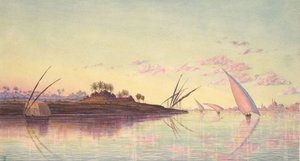 Udsigt over Nilen nær Kairo, ca. 1855.
