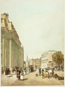 Board of Trade, Whitehall, fra Downing Street, plade otte fra Original Views of London as It Is af Thomas Shotter Boys