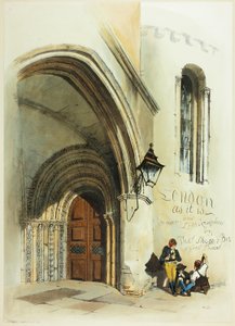 Døråbning, tempel, frontispice til originale udsigter over London, som det er af Thomas Shotter Boys