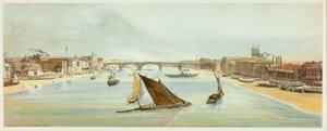 London Bridge, fra Southwark Bridge, plade fire fra Original Views of London as It Is af Thomas Shotter Boys
