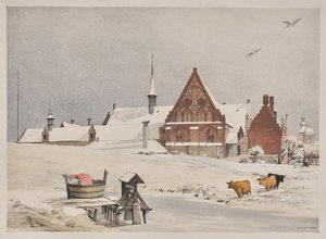 Malerisk arkitektur i Paris, Gent, Antwerpen, Rouen: Byloke, Gent, Belgien af Thomas Shotter Boys