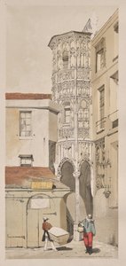 Malerisk arkitektur i Paris, Gent, Antwerpen, Rouen: Hotel de la Tremouille, Rue des Bourbonnois, Paris af Thomas Shotter Boys