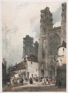 Malerisk arkitektur i Paris, Gent, Antwerpen, Rouen: Laon, Frankrig, 1839. af Thomas Shotter Boys
