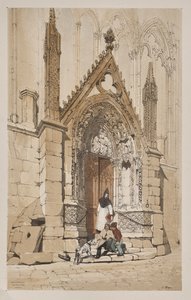 Malerisk arkitektur i Paris, Gent, Antwerpen, Rouen: Red Door, Notre Dame, Paris af Thomas Shotter Boys