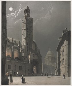 Malerisk arkitektur i Paris, Gent, Antwerpen, Rouen: St. Etienne du Mont og Pantheon, Paris af Thomas Shotter Boys