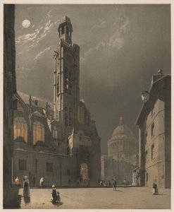 Malerisk arkitektur i Paris, Gent, Antwerpen, Rouen: St. Etienne du Mont og Pantheon, Paris af Thomas Shotter Boys