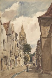 Udsigt over Issy A Street i Issy-les-Moulineaux, Seine, 1820-74. af Thomas Shotter Boys