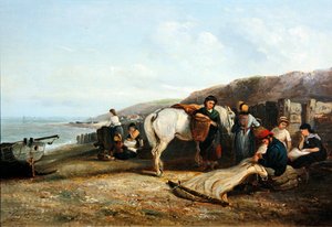 Mending the Nets (olie på lærred) af Thomas Smythe