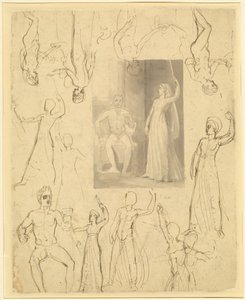 Design til en bog Illustration af Circe og Odysseus [recto] af Thomas Stothard